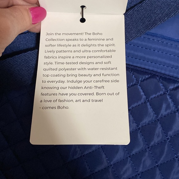 NWT Traveling anti theft security bag BRIGHT blue boho collection - Picture 6 of 8